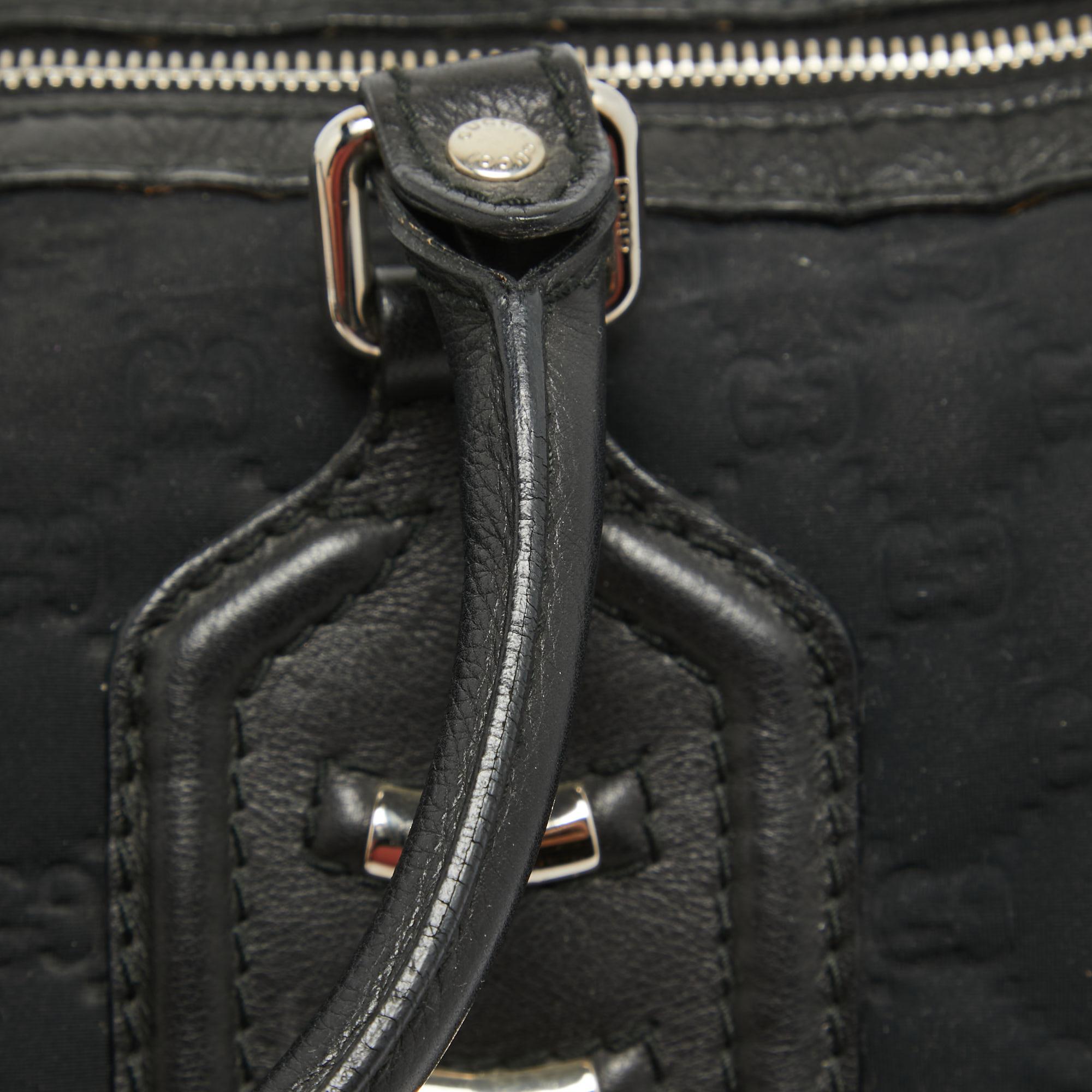 Gucci Black Guccissima Neoprene and Leather Medium Techno Boston Bag 2