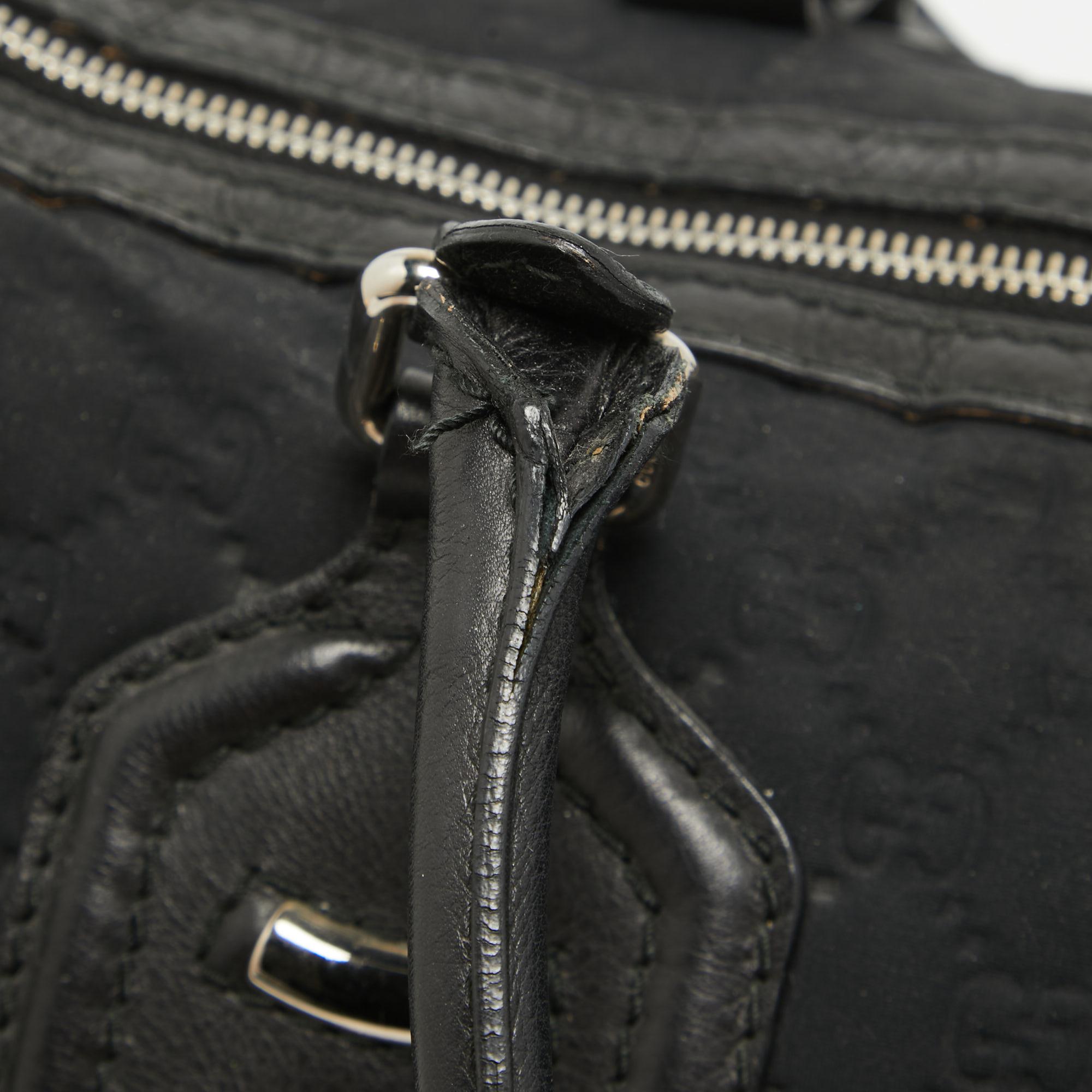 Gucci Black Guccissima Neoprene and Leather Medium Techno Boston Bag 3