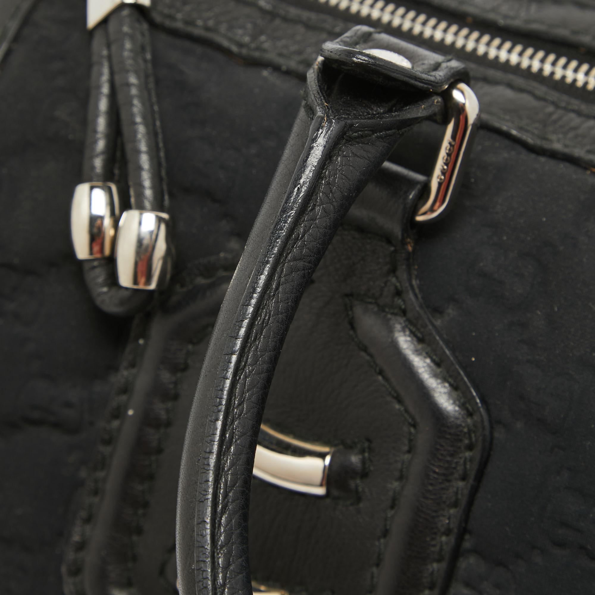 Gucci Black Guccissima Neoprene and Leather Medium Techno Boston Bag 4