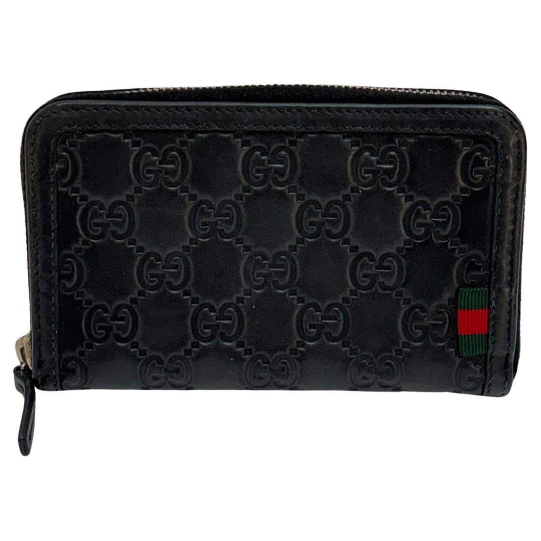 Portafoglio Gucci Nero Guccissima Small Zip in vendita