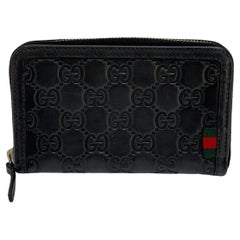 Gucci Black Guccissima Small Zip Wallet