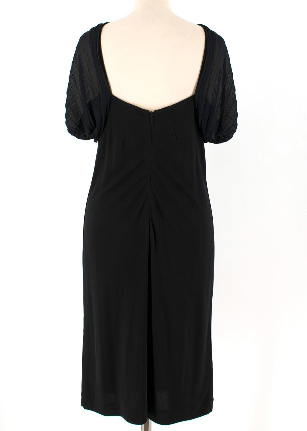 Gucci Black High Neck Chiffon Sleeve Dress XL In Good Condition For Sale In London, GB