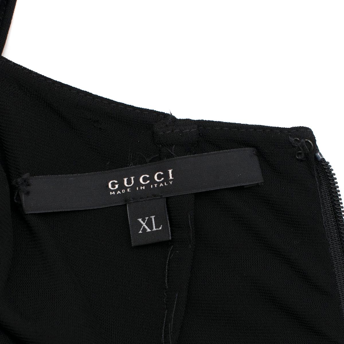 Women's Gucci Black High Neck Chiffon Sleeve Dress XL For Sale