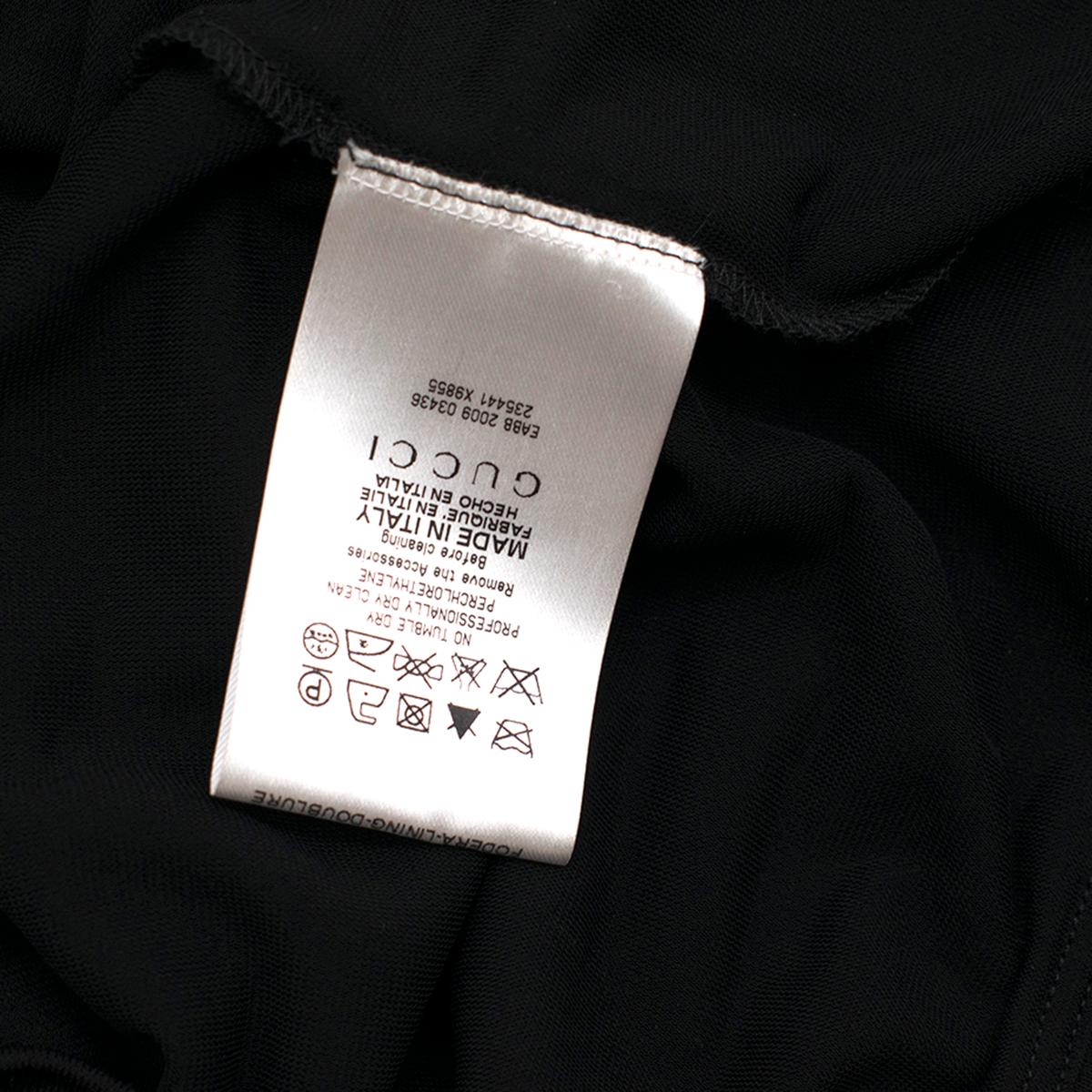 Gucci Black High Neck Chiffon Sleeve Dress XL For Sale 4