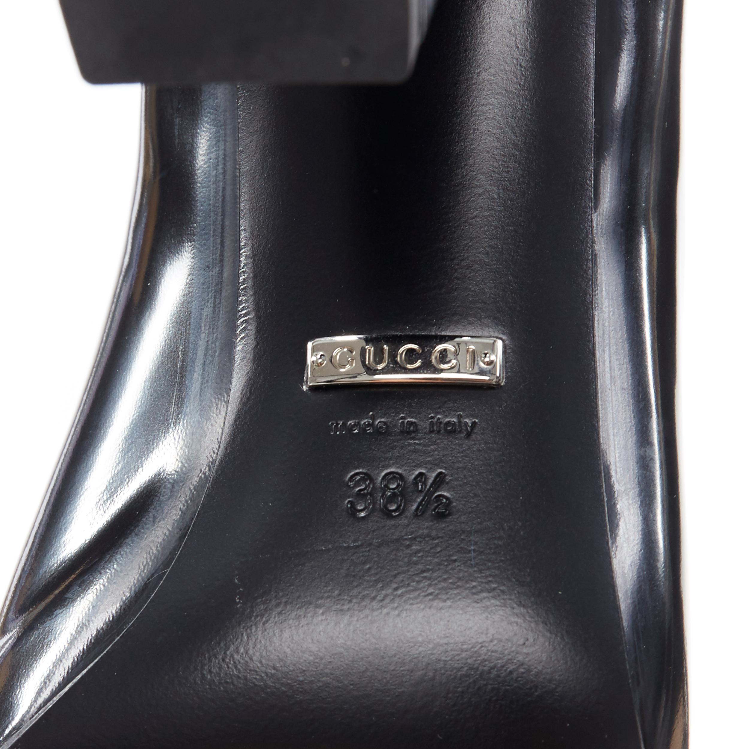 Gucci nero alto lucido argento horsebit punta quadrata tacco grosso EU38 6