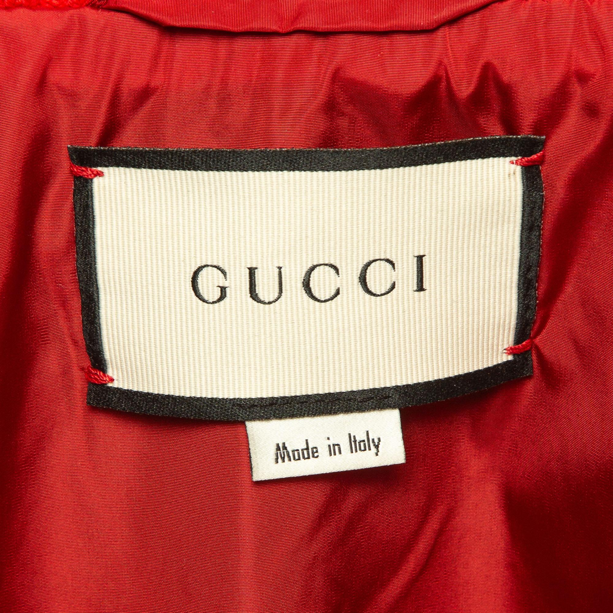 Schwarze Hollywood-Bomberjacke aus besticktem Leder von Gucci in Schwarz, M Damen im Angebot