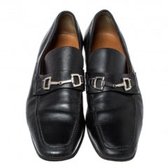 Gucci Black Horsebit Leather Loafers Size 39.5