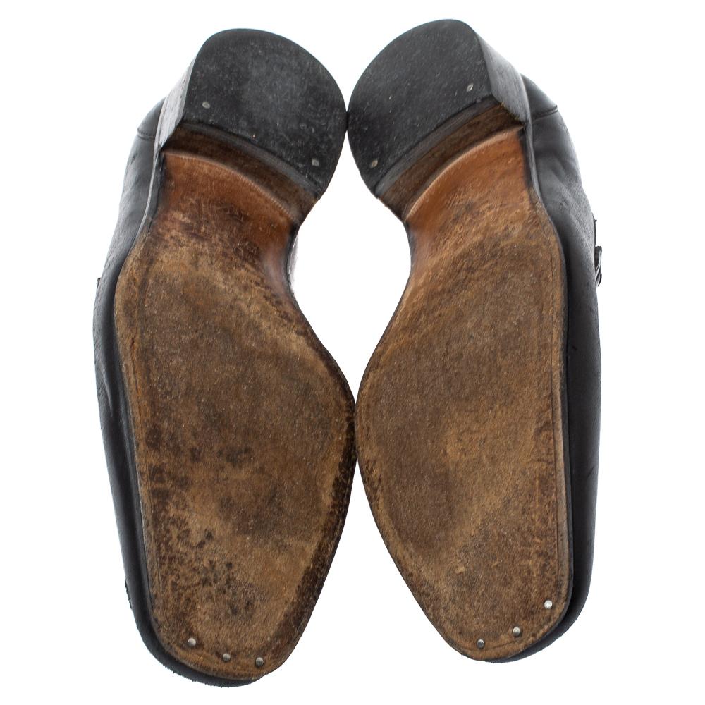 Gucci Black Horsebit Leather Loafers Size 39.5 In Good Condition For Sale In Dubai, Al Qouz 2