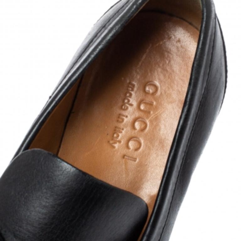 Gucci Black Horsebit Leather Loafers Size 39.5 For Sale 1