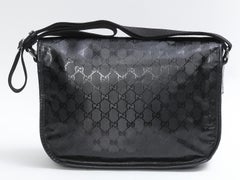 Gucci Black Imprime Monogram Flap Medium Messenger Bag (201732)