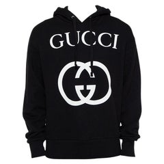 Gucci Black Interlocking G Print Cotton Hooded Sweatshirt S