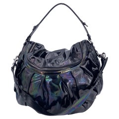 Gucci Black Iridescent Patent Leather Icon Bit Hobo Shoulder Bag