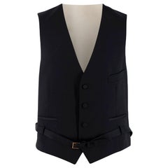 Gucci Black/Ivory Wool Belted Waistcoat - Size 52R