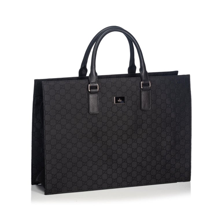 Gucci Black Jacquard Fabric GG Briefcase Italy at 1stdibs