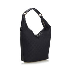 Gucci Black Jacquard Fabric GG Hobo Bag Italy