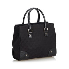 Gucci Black Jacquard Fabric GG Tote Bag Italy