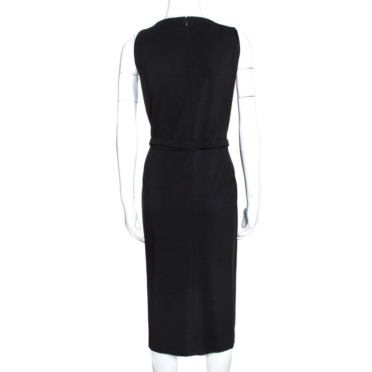 Gucci Black Jersey Belted Faux Wrap Dress XL at 1stDibs | gucci brooch ...