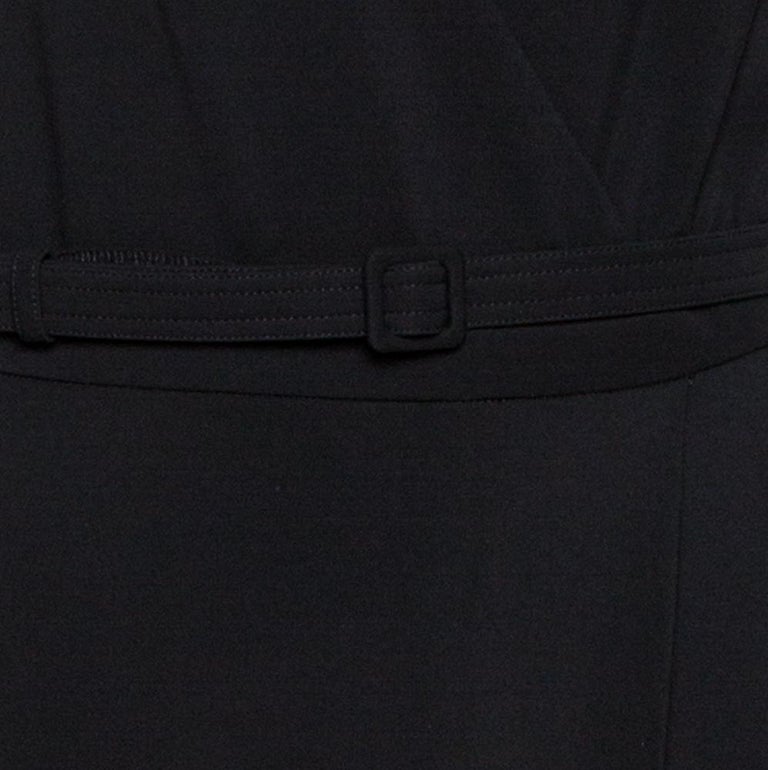 Gucci Black Jersey Belted Faux Wrap Dress XL at 1stDibs | gucci brooch ...