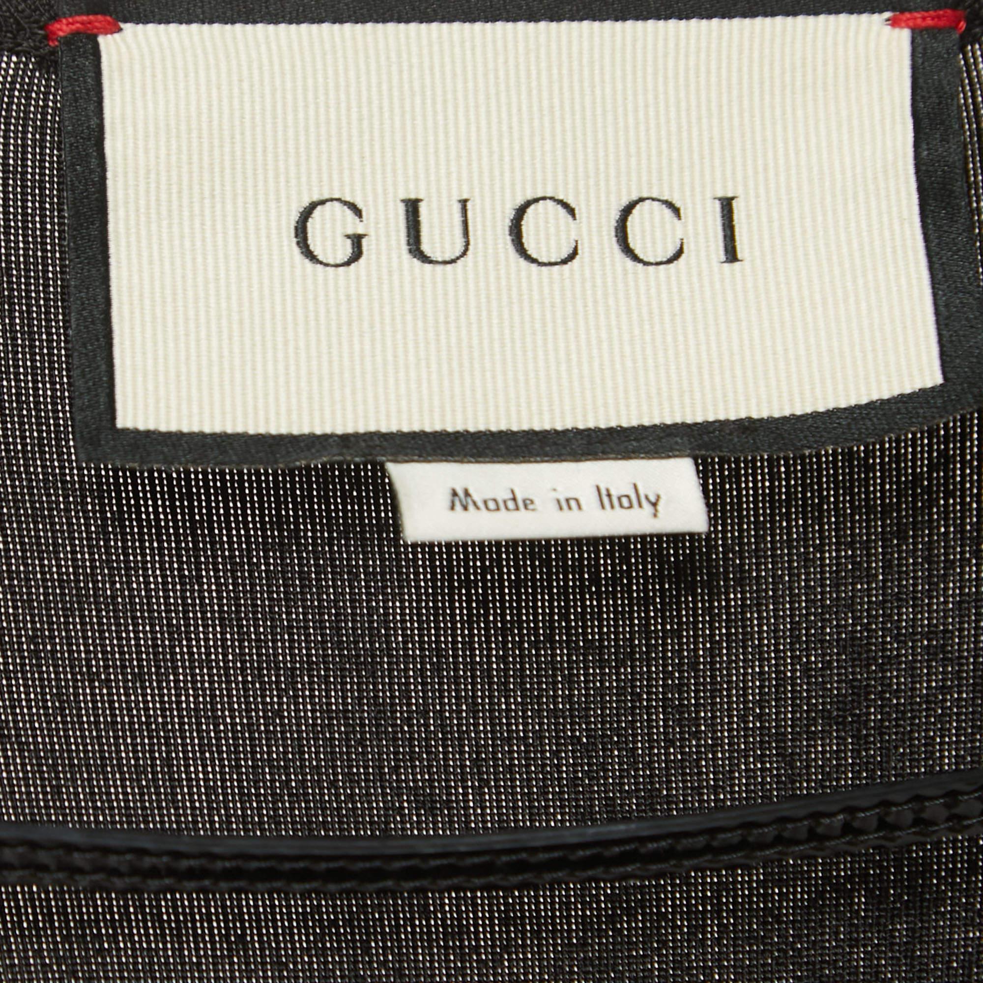 Gucci Black Jersey Logo Detailed Neck Short Sleeve T-Shirt XS In Good Condition In Dubai, Al Qouz 2
