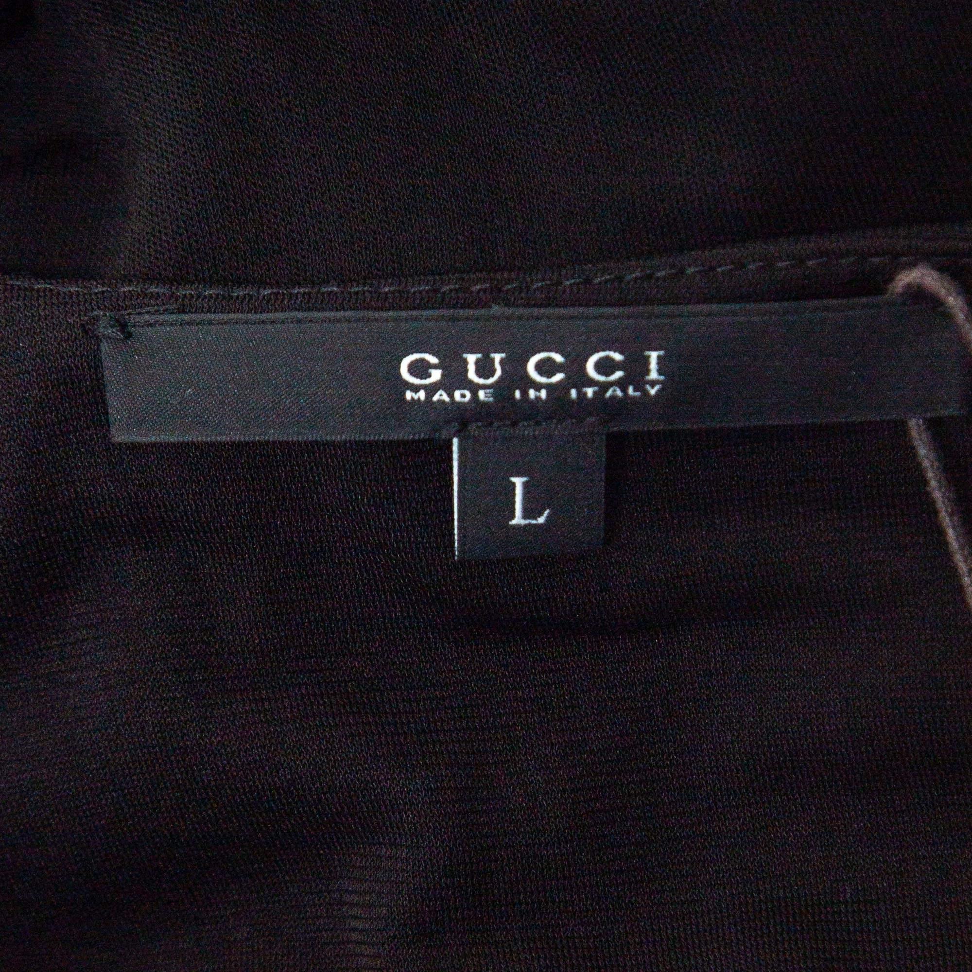 Gucci Black Jersey Smocked Sleeveless Top L For Sale 1