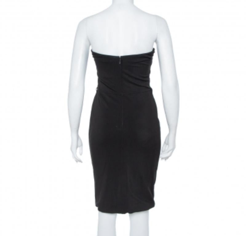 Gucci Black Jersey Strapless Sheath Dress S In Good Condition For Sale In Dubai, Al Qouz 2