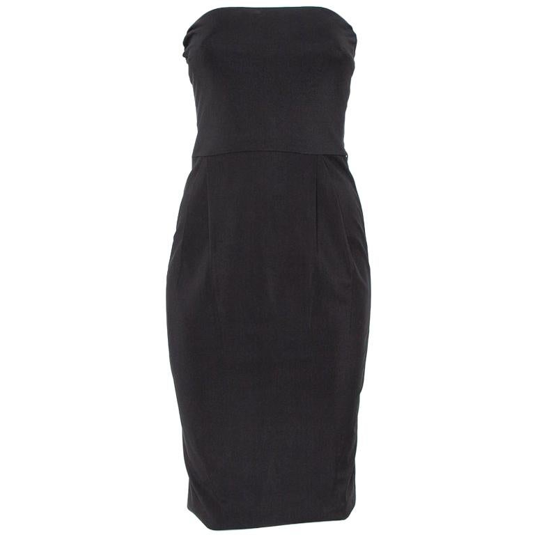 Gucci Black Jersey Strapless Sheath Dress S