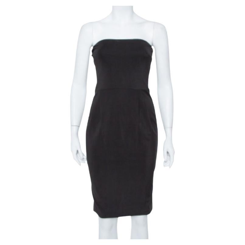 Gucci Black Jersey Strapless Sheath Dress S For Sale