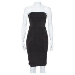 Gucci Black Jersey Strapless Sheath Dress S