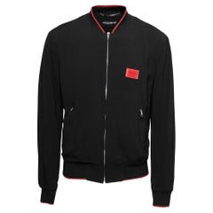 Gucci Black Jersey Web Stripe Trimmed Zip Front Jacket S