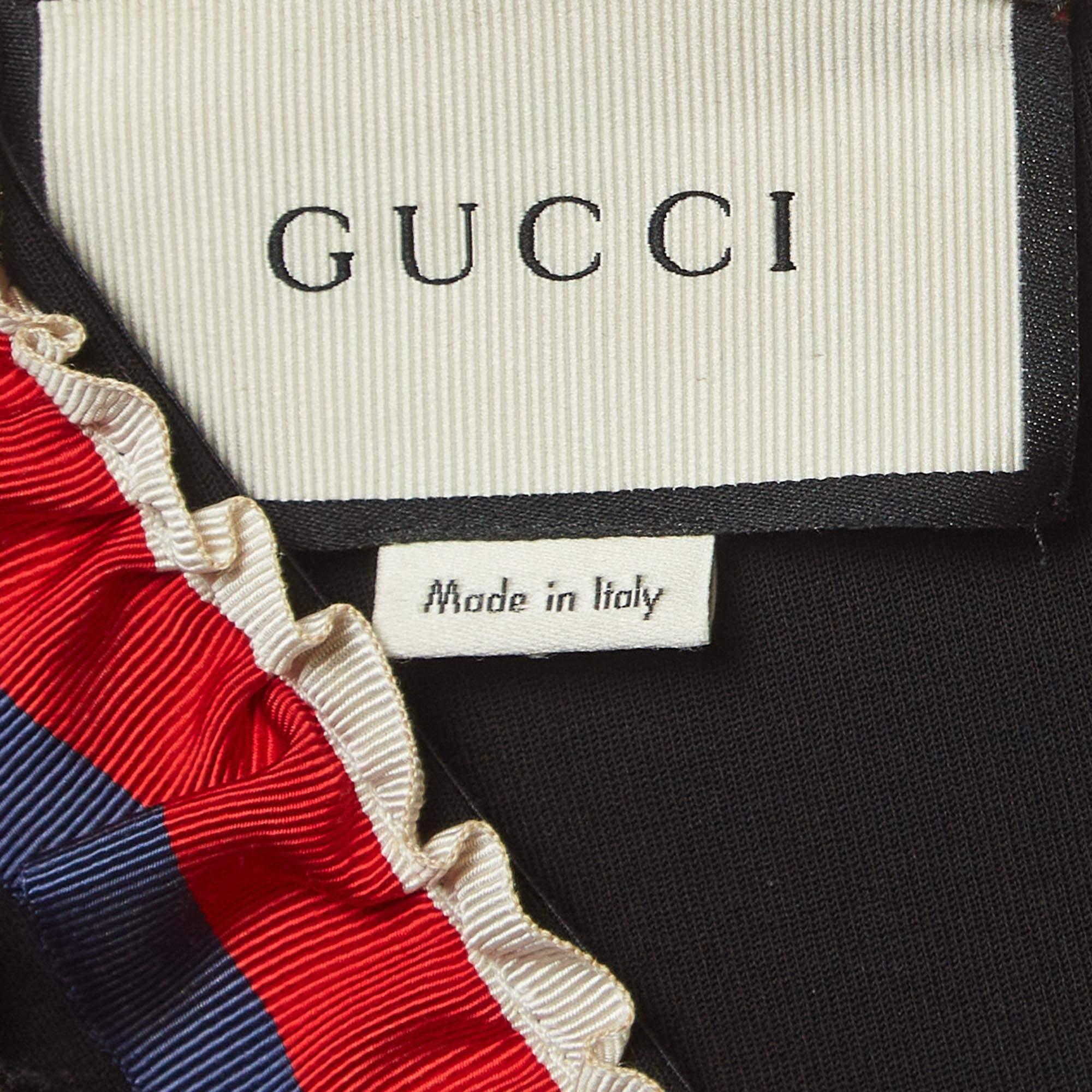 Gucci Black Jersey Web Trim Ruffled Sheath Dress S In Good Condition For Sale In Dubai, Al Qouz 2