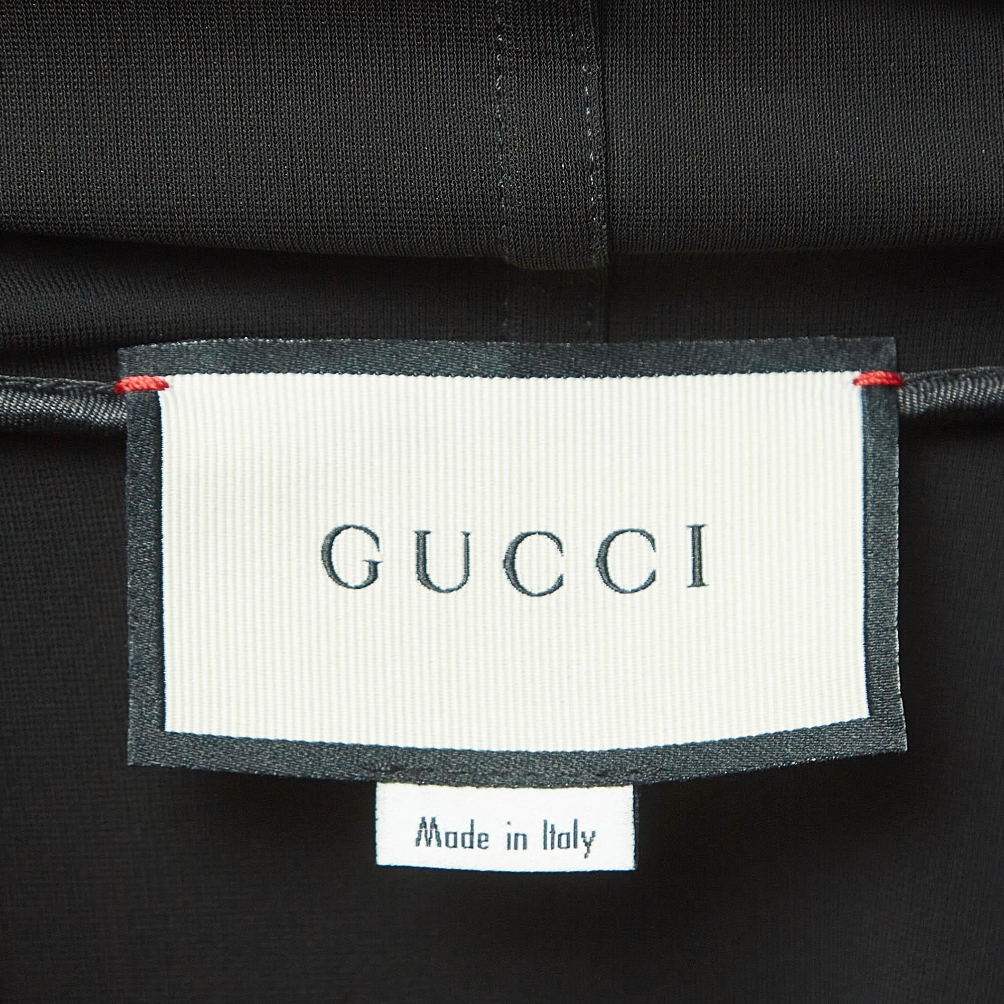 Gucci Black Jersey Web Trimmed Hooded Dress S In Excellent Condition In Dubai, Al Qouz 2