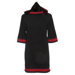 Gucci Black Jersey Web Trimmed Hooded Dress S