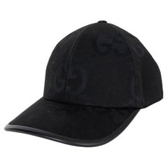 GUCCI black JUMBO GG CANVAS Baseball Cap Hat S