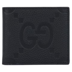 Gucci Black Jumbo GG Embossed Grained Calfskin Leather Bi-Fold Wallet