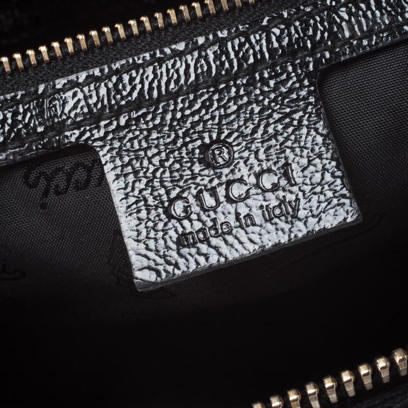 Women's Gucci Black/Khaki Green Suede and Patent Leather Aviatrix Boston Bag