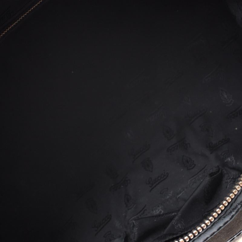 Gucci Black/Khaki Green Suede and Patent Leather Aviatrix Boston Bag 1