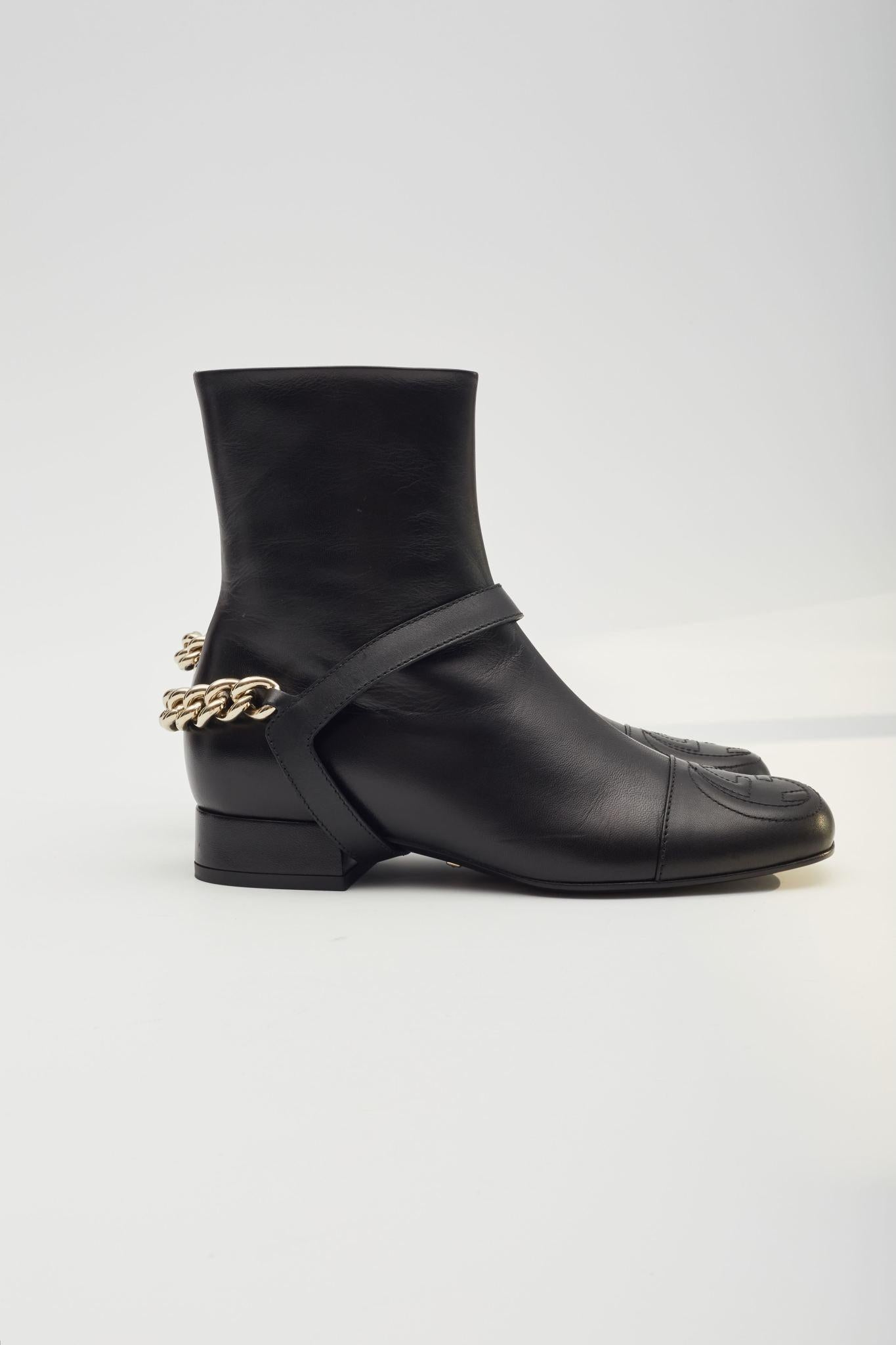 Gucci - Bottes Soho Malaga en cuir de chevreau noir (EU 35) Excellent état - En vente à Montreal, Quebec