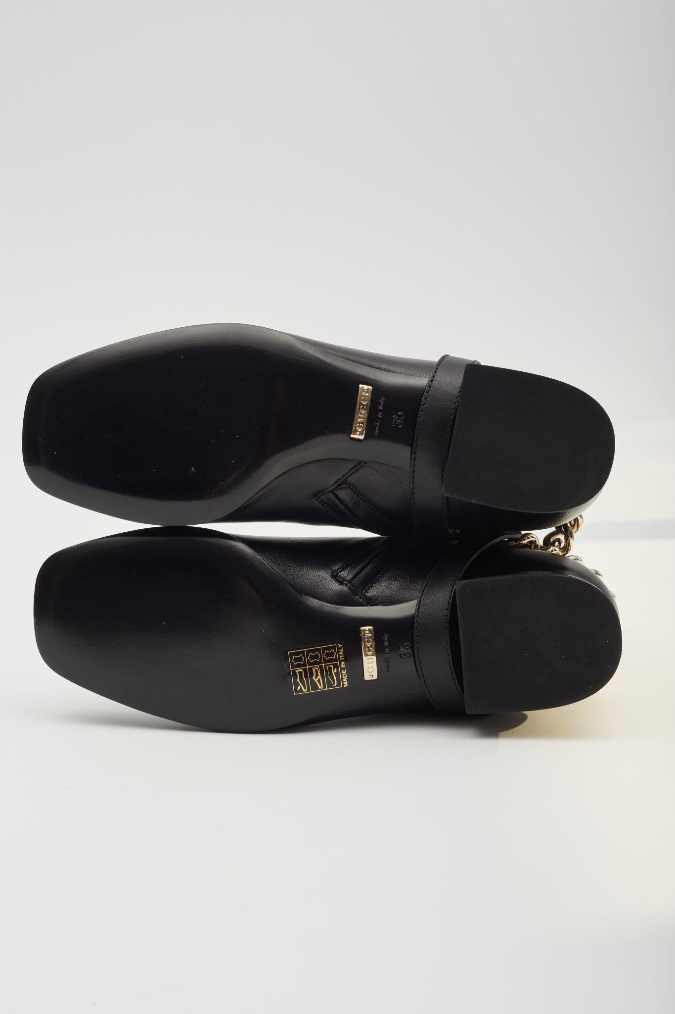 Gucci - Bottes Soho Malaga en cuir de chevreau noir (EU 35) en vente 1