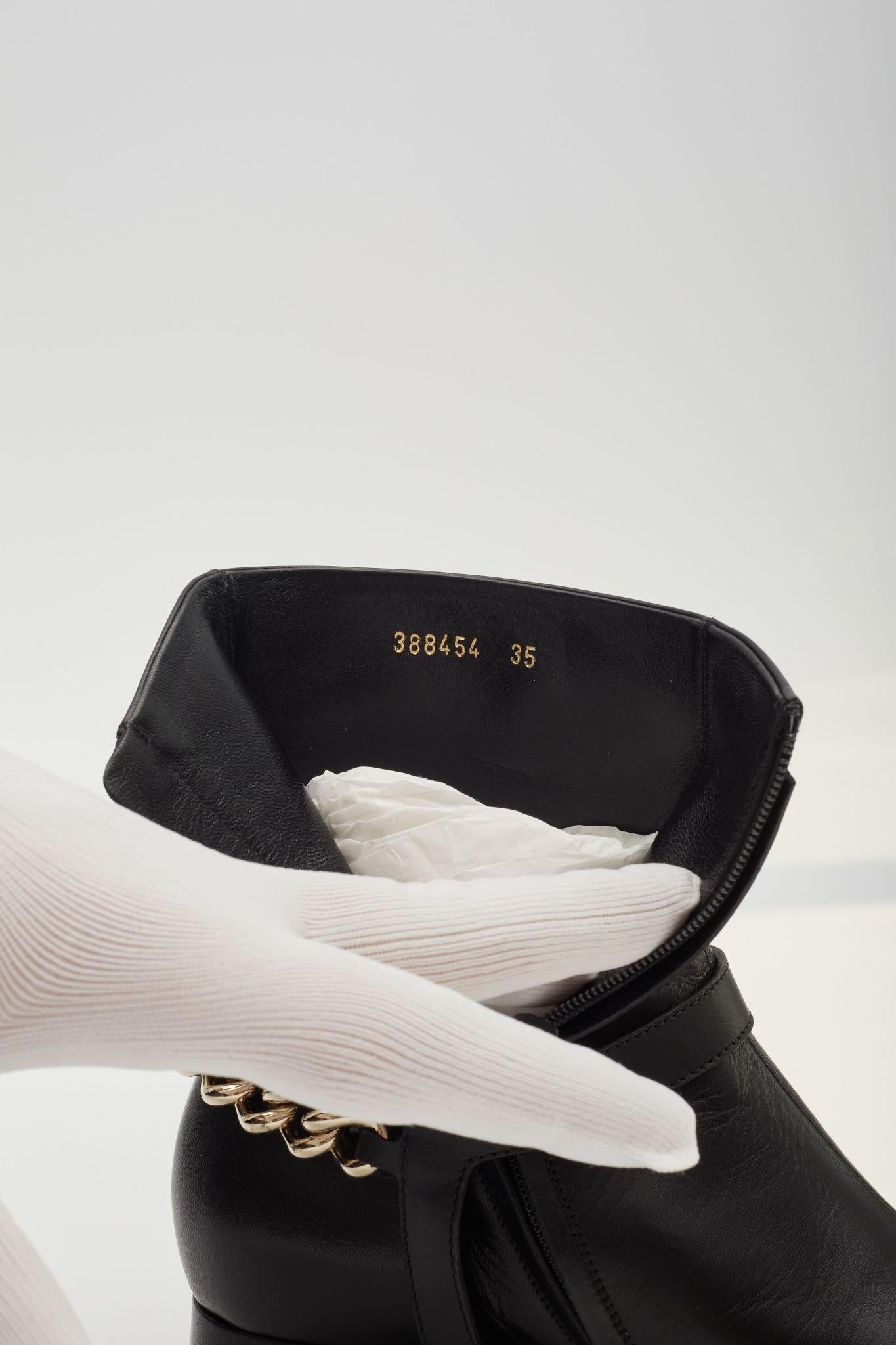Gucci - Bottes Soho Malaga en cuir de chevreau noir (EU 35) en vente 3