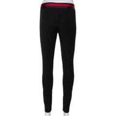 Gucci Black Knit Contrast Trim Waist Bow Detail Leggings S