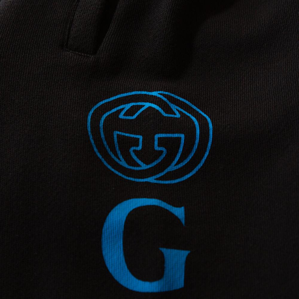 Men's Gucci Black Knit Contrast Vertical Logo Print Track Pants M For Sale