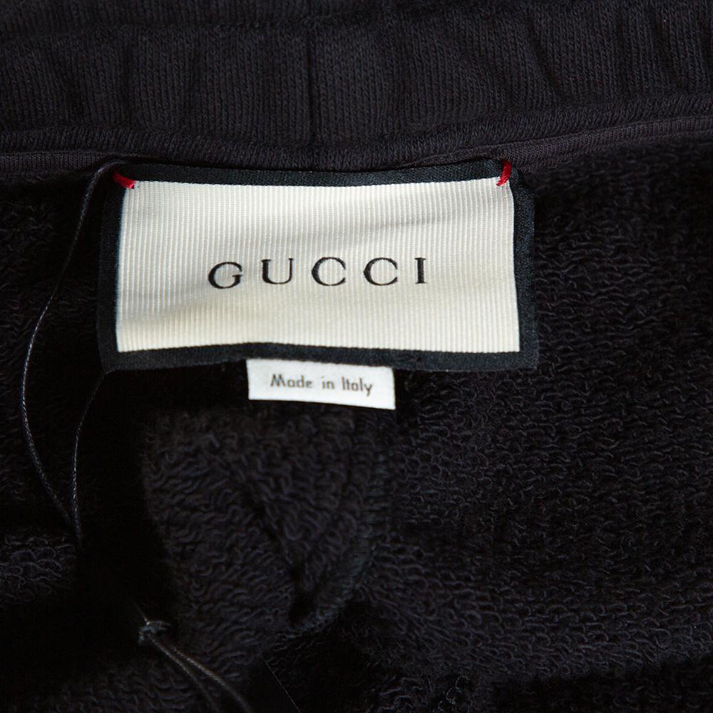 Gucci Black Knit Contrast Vertical Logo Print Track Pants M For Sale 1