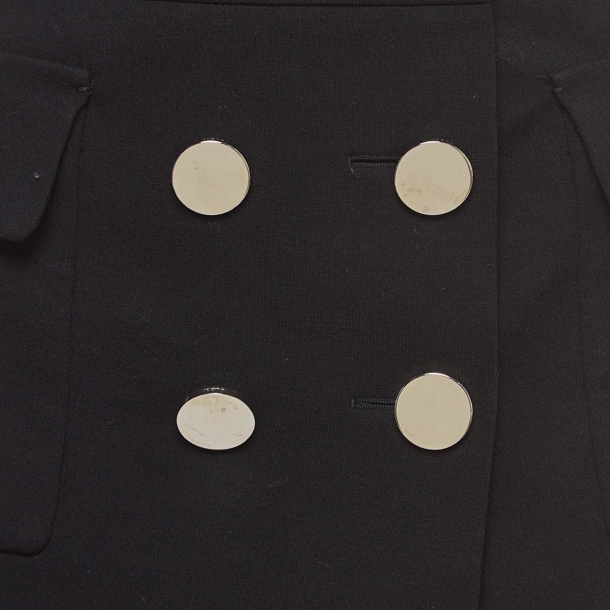Gucci Black Knit Double Breasted Mini Skirt M In Excellent Condition In Dubai, Al Qouz 2