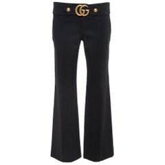 Gucci Black Knit GG Hardware Detail Stretch Mid-Rise Pants M