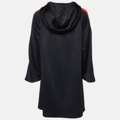 Gucci Black Knit Stripe Sleeve Detail Hooded Mini Dress M