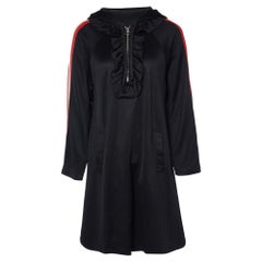 Gucci Black Knit Stripe Sleeve Detail Hooded Mini Dress M