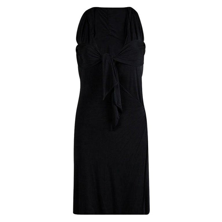 Gucci Black Knit Tie Detail Halter Dress XS For Sale at 1stDibs