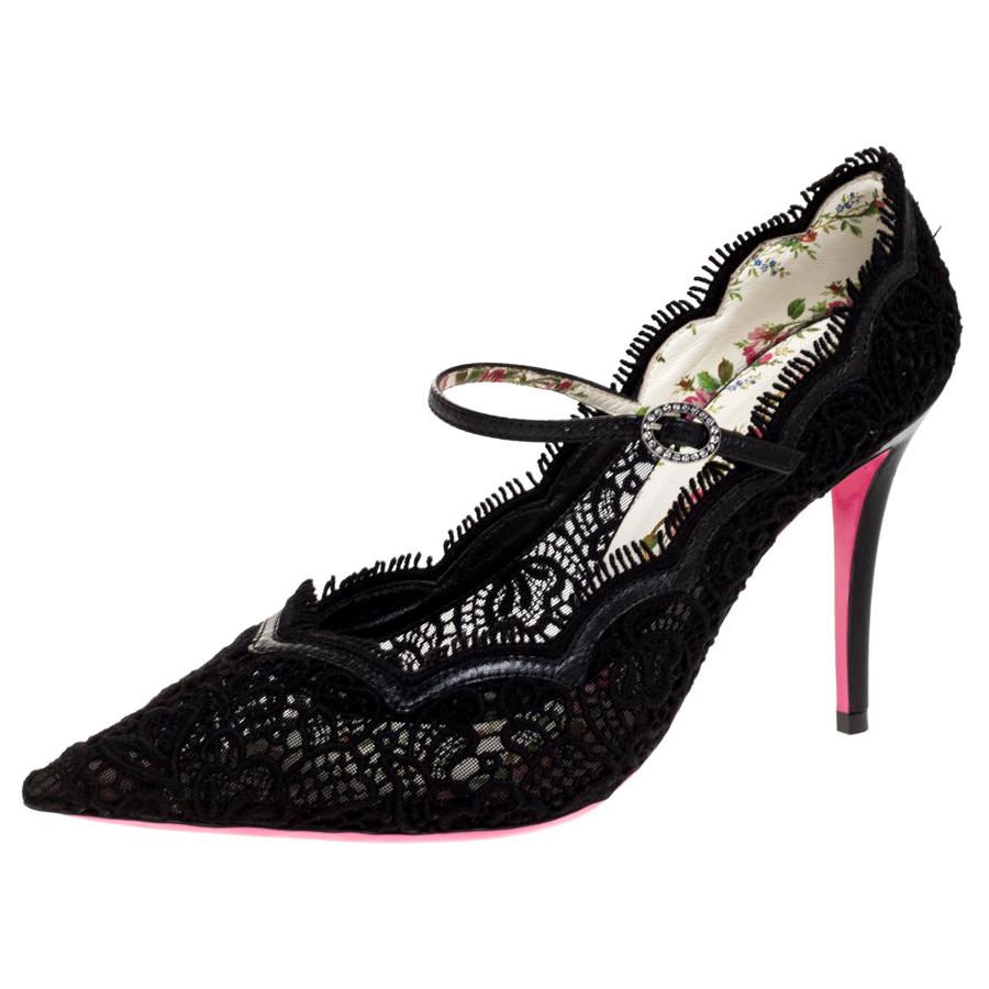 gucci virginia lace mary jane pumps