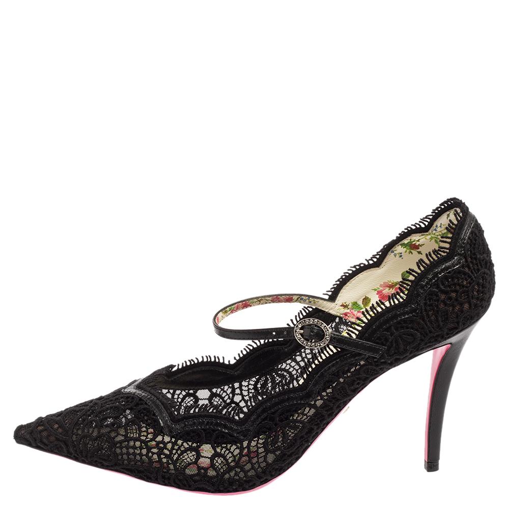 Gucci virginia lace mary jane pumps top