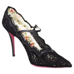 Gucci Black Lace Pointed Toe Heels Size IT 38